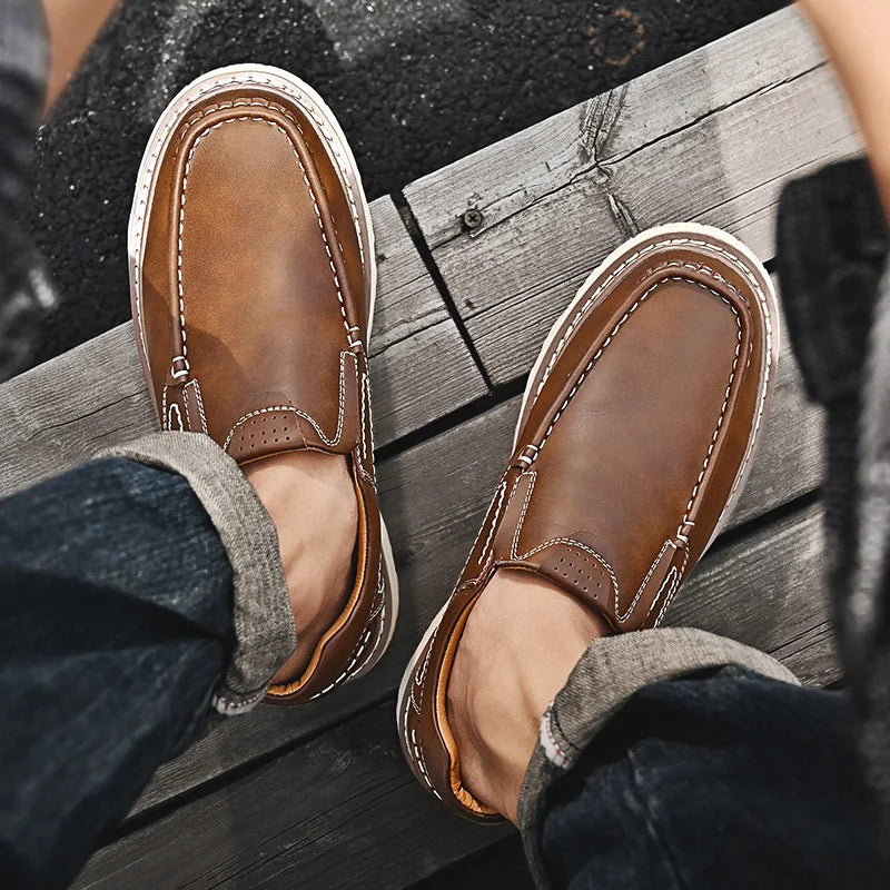 Torino Leather Loafers - Redwood Main