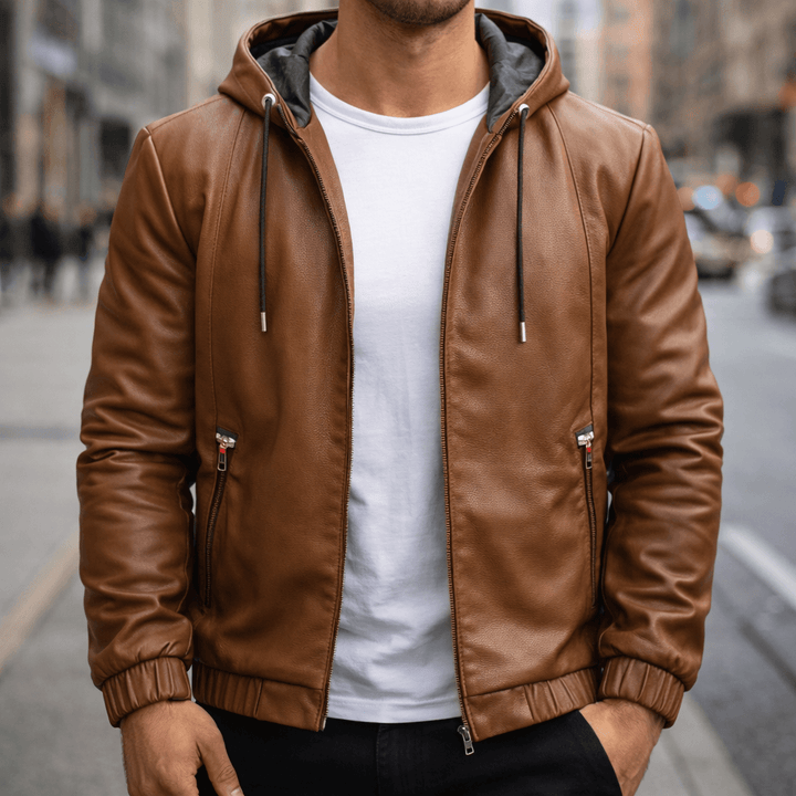 Strato Hooded Leather Jacket
