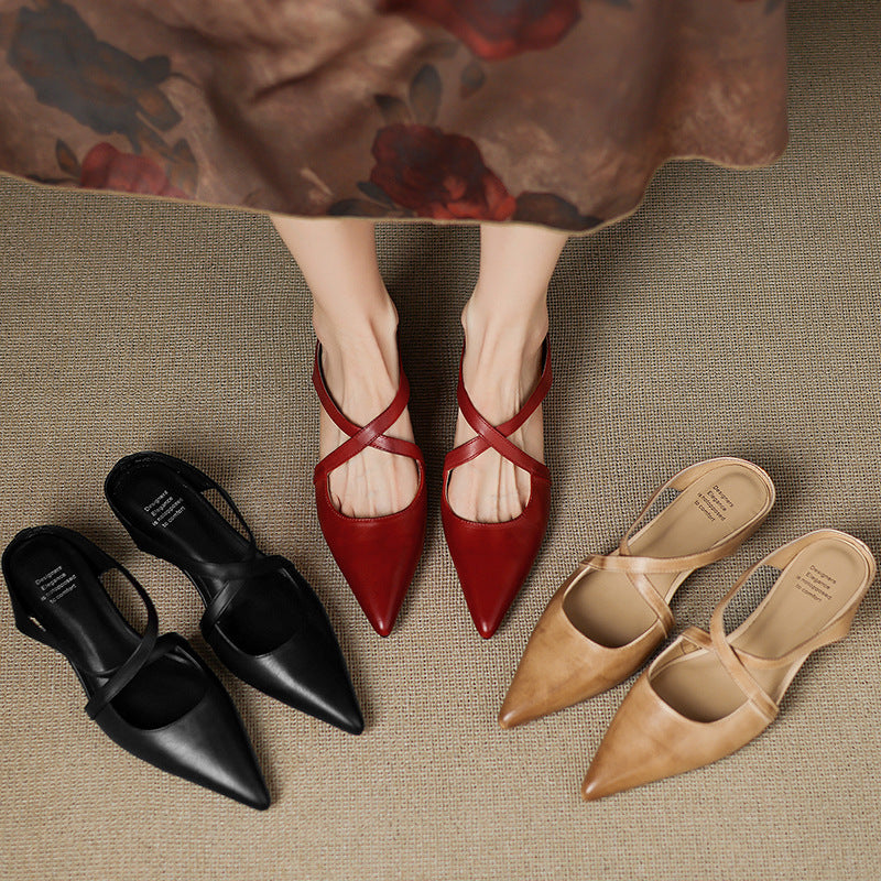 Scarlet Genuine Leather Mules
