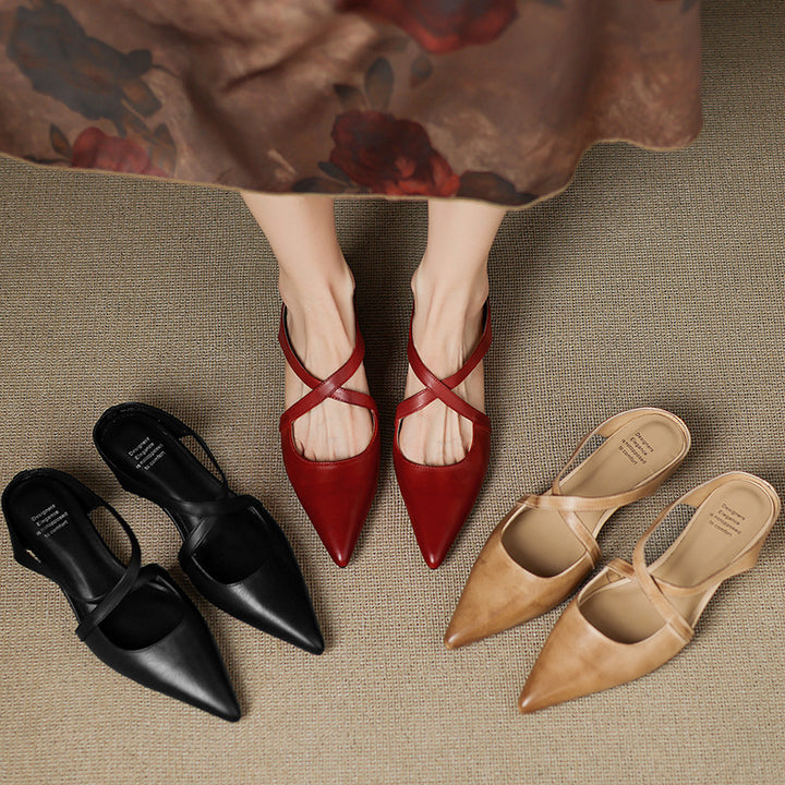 Scarlet Genuine Leather Mules