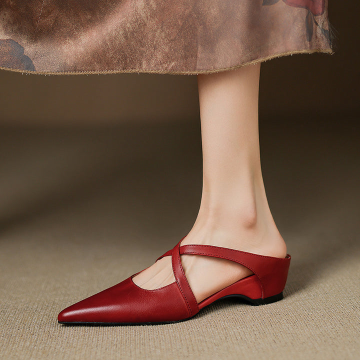 Scarlet Genuine Leather Mules