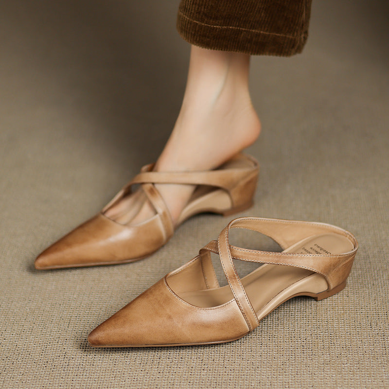 Scarlet Genuine Leather Mules