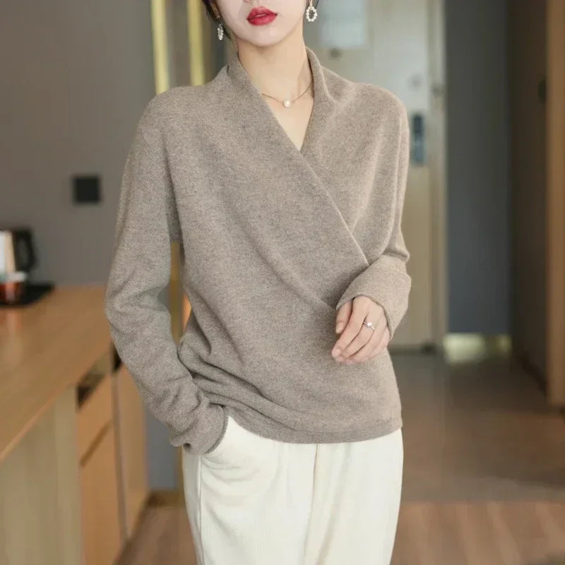 Sophia Wool V-Neck Sweater - Redwood Main