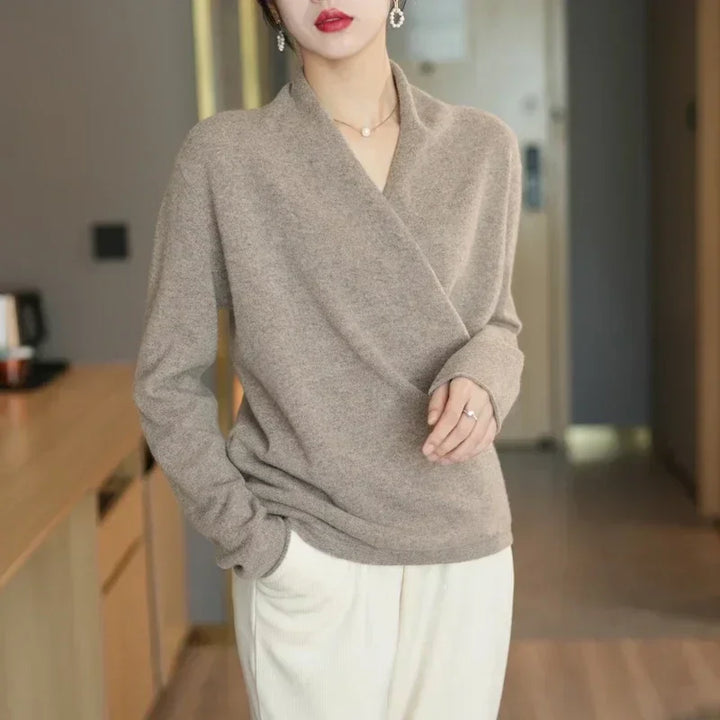 Sophia Wool V-Neck Sweater - Redwood Main