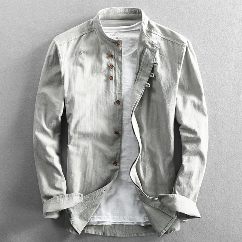 Hiro Linen-Cotton Shirt - Redwood Main
