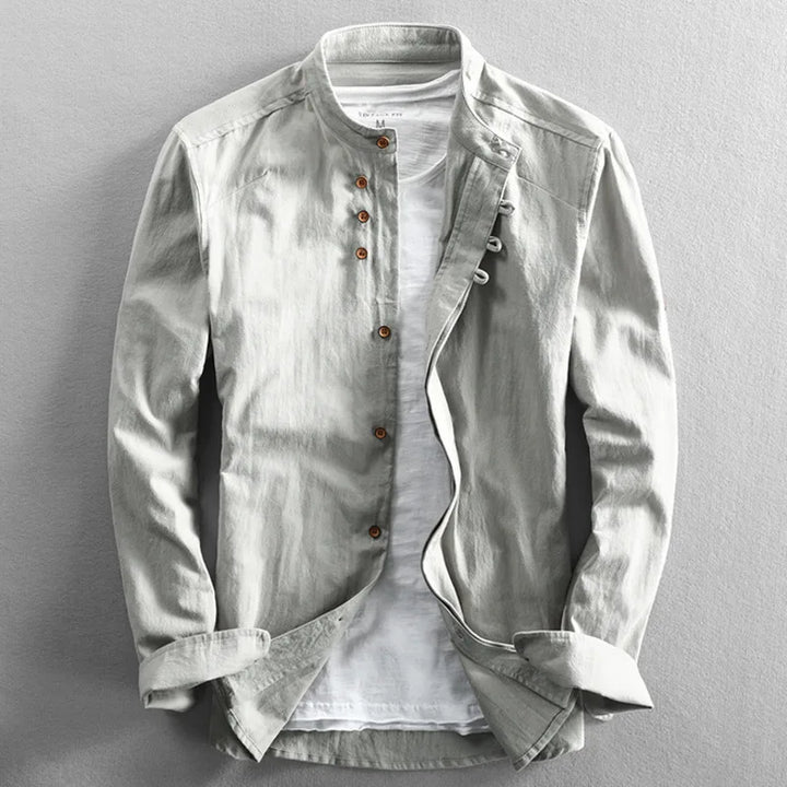 Hiro Linen-Cotton Shirt - Redwood Main