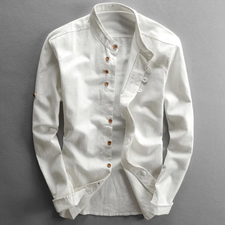 Hiro Linen-Cotton Shirt - Redwood Main
