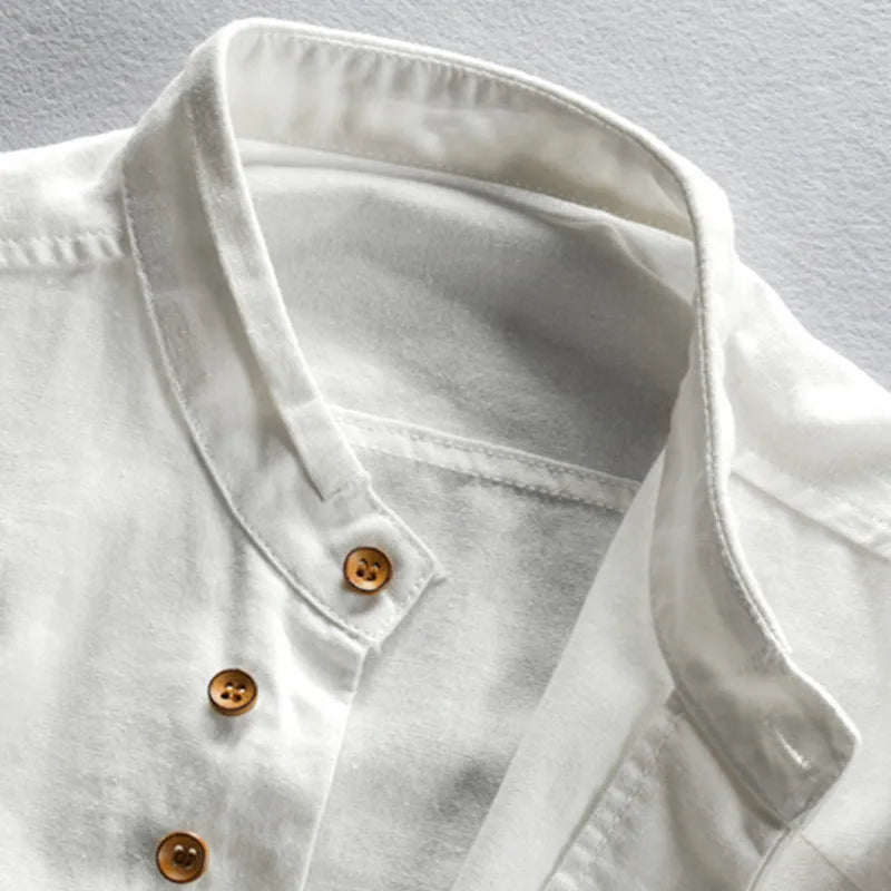 Hiro Linen-Cotton Shirt - Redwood Main