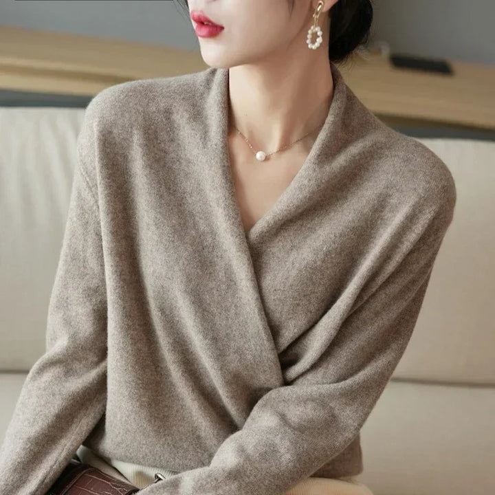 Sophia Wool V-Neck Sweater - Redwood Main