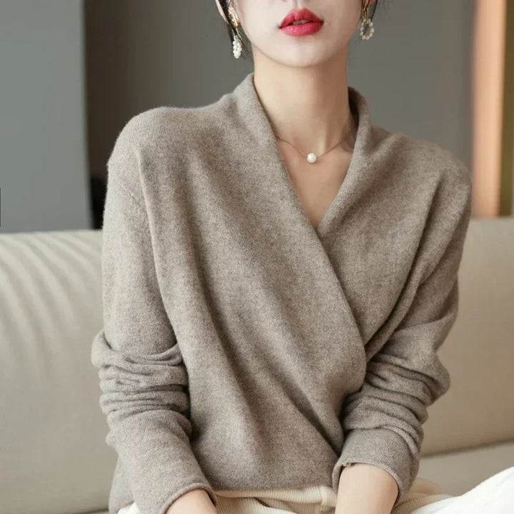 Sophia Wool V-Neck Sweater - Redwood Main