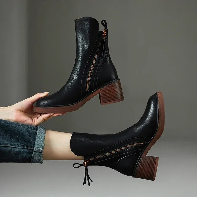 Noelle Leather Ankle Boots