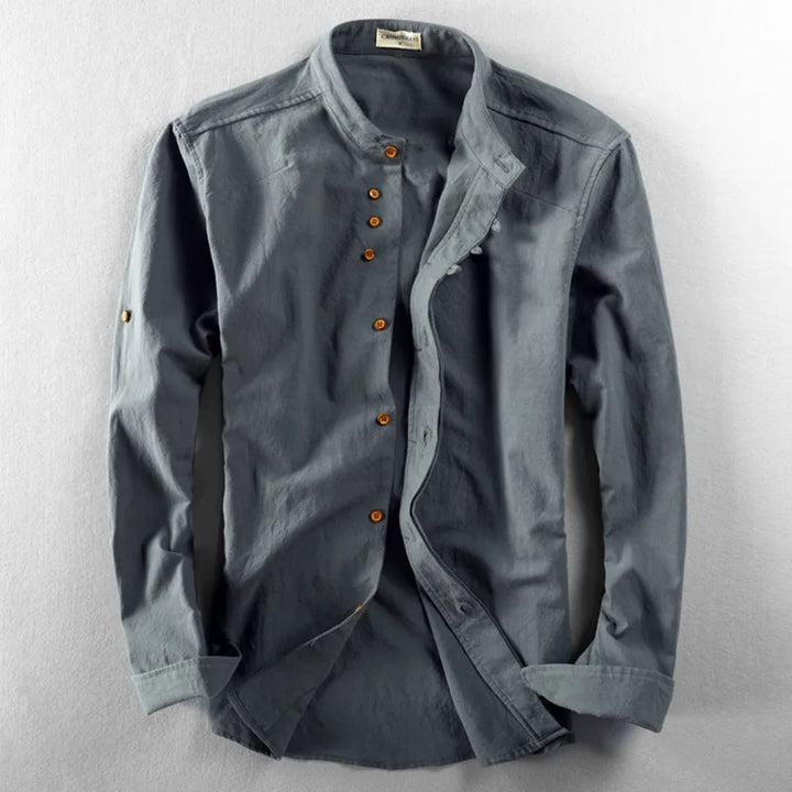 Hiro Linen-Cotton Shirt - Redwood Main