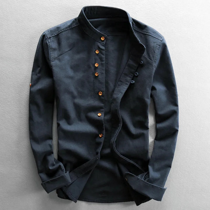 Hiro Linen-Cotton Shirt - Redwood Main