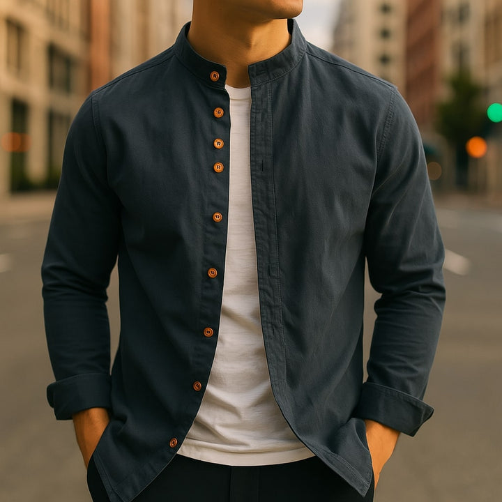 Hiro Linen-Cotton Shirt - Redwood Main