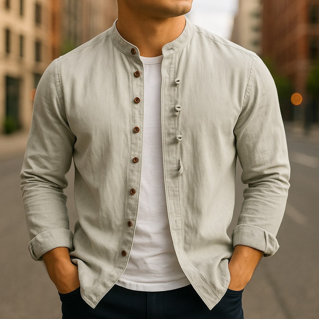 Hiro Linen-Cotton Shirt - Redwood Main