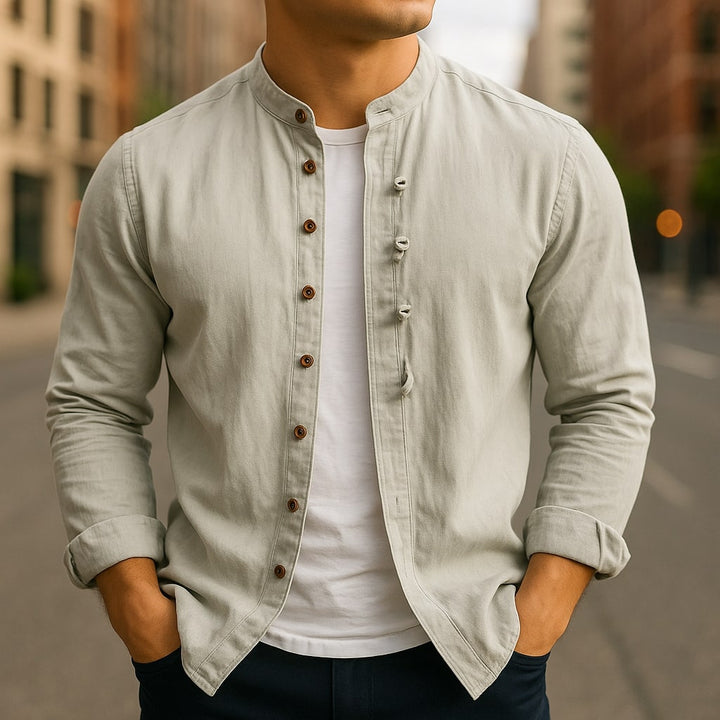 Hiro Linen-Cotton Shirt - Redwood Main