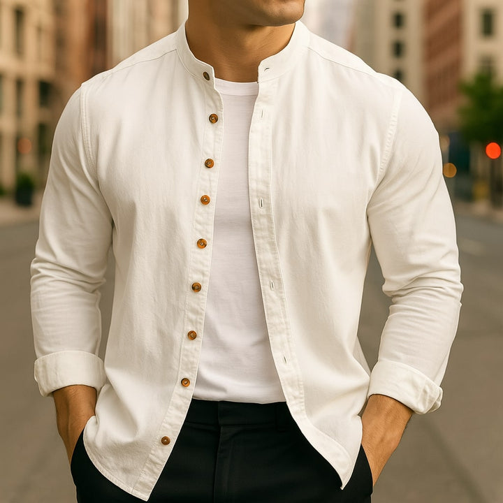 Hiro Linen-Cotton Shirt - Redwood Main